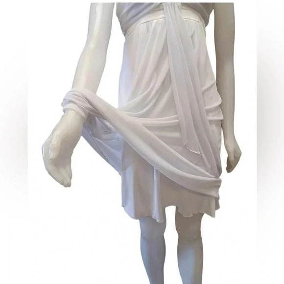 Le Chateau White Spaghetti Strap Lined A  Line Mini Dress Size Large - Picture 2 of 9